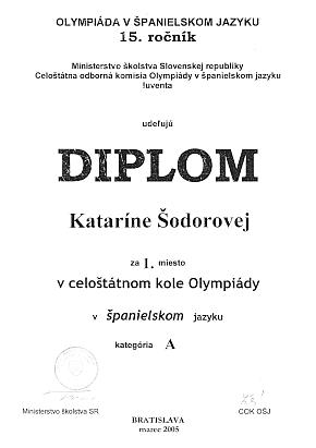 Diplom - Katarína Šodorová